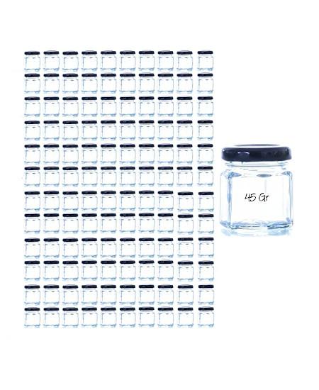 Tarros de vidrio de 45 ml hexagonales con tapa a rosca - Esencia Andalusí