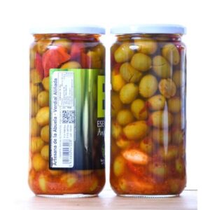 Aceitunas Verdial Aliñada 700 gr en tarro de cristal Esencia Andalusí