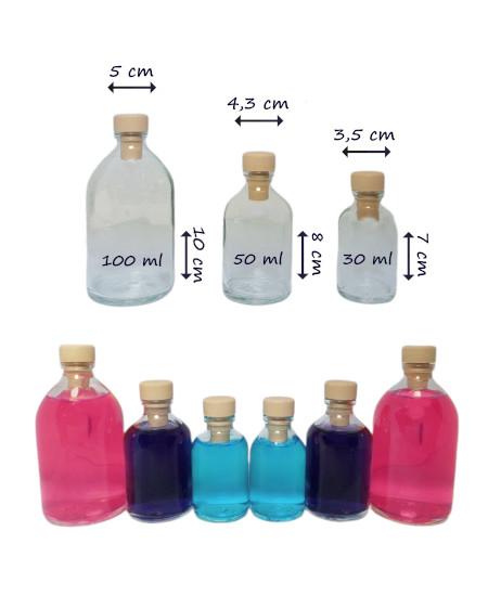 Variedad Botellas de cristal para rellenar 100ml, 50ml y 30ml vacías Esencia Andalusí