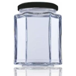Tarro de vidrio de 1 litro, hexagonal con tapa a rosca Esencia Andalusí