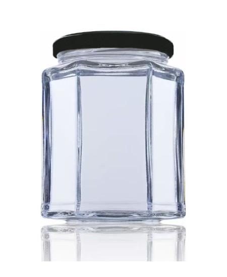 Tarro de vidrio de 1 litro, hexagonal con tapa a rosca Esencia Andalusí