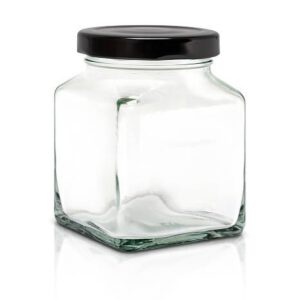 Tarros de vidrio de 230 ml Cuadrado con tapa a rosca