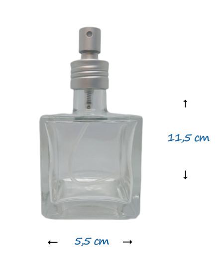 Botellas de cristal con spray pulverizador Cuadradas vacías 100 ml Esencia Andalusí