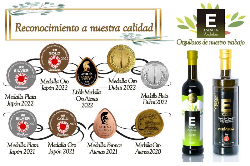 Reconocimiento premios y medallas aceites Esencia Andalusí