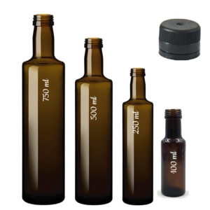 Botellas de vidrio Dórica Negra 750ml, 500ml, 250ml o 100ml (12/24 unidades)