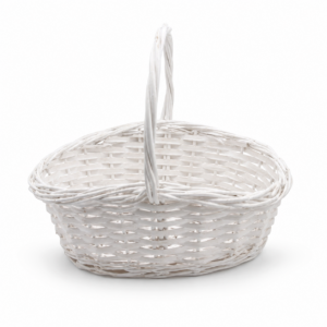 Cesta de mimbre blanca con asa 36 x 29 x 35