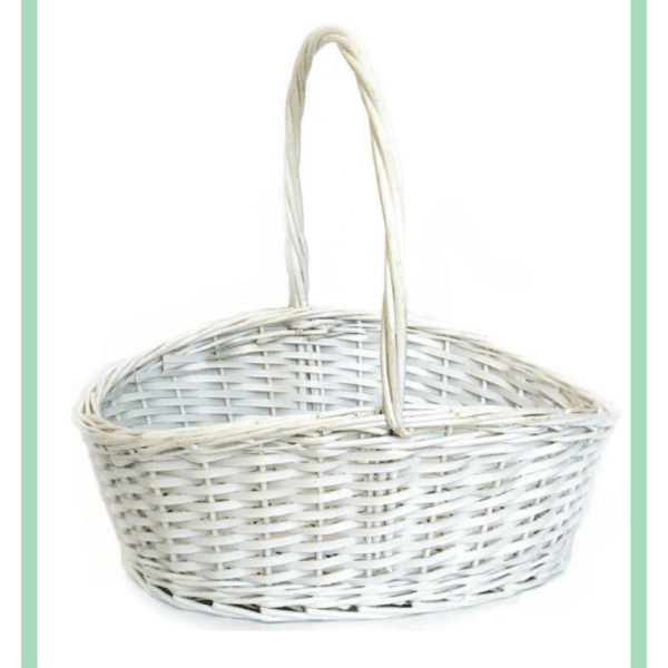 Cesta mimbre, cesta de mimbre blanca, Cesto almacenaje, cestas para regalos, canasta de mimbre, Cestas decoración, 39 x 29 x 37. Cesta de mimbre blanca con asa. ESENCIA ANDALUSÍ GOURMET